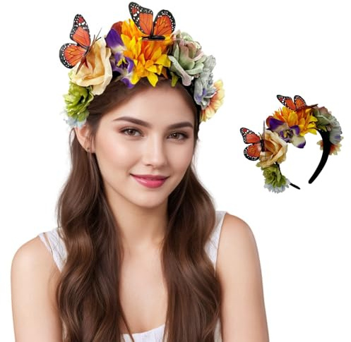 Yolistar Blumen Haarreif Damen, Künstliche Blumengirlande Braut Haarband | Romantischer Blumen Kopfschmuck für Frauen, ideal für Hochzeit, Dirndl, Party, Strand, Urlaub und besondere Anlässe.