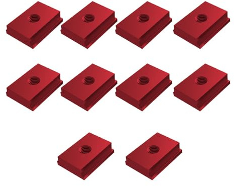 M8 T-Schiene Gleitmuttern, T-nutmuttern Stecknuss T-Nut-Mutter aus Aluminiumlegierung, Holzbearbeitungswerkzeuge (10er Pack, rot)