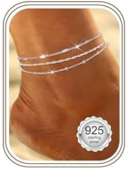 ORAZIO 3 Stück Fussketten Für Frauen Silber 925 Fußkettchen Damen Set | Verstellbare Wasserdicht Fußkette Silber 925 Fußkettchen Damen Set Geschenk Für Den Sommer
