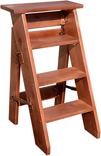 Sgabello pieghevole in legno massello, sedia a scaletta in legno ispessito, portatile, 4/5/6 gradini, scala mobile per soffitta design salvaspazio multiuso