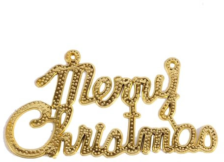 Merry Christmas Sign 3D Xmas Letter Hanging Craft Gold Holiday Decorations Winter Party Supplies Festive Tree Wreath Ornaments (Gold, 19.5x8.5x0.3cm)