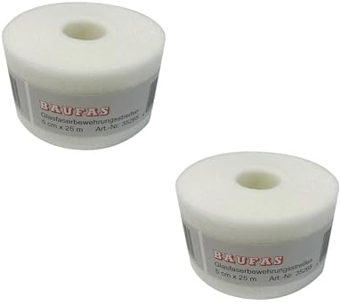 2x Handelskönig Bewehrungsstreifen 50 mm x 25 m Fugengewebe Glasfaserband Fugenstreifen zum lückenlosen Verspachteln/Abdichten von Gipskarton-Platten