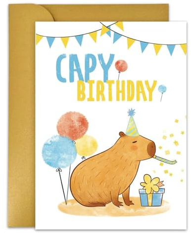 Yoljun Capybara Geburtstagskarte, Geburtstagskarte Lustig mit Umschlag, Capibara Karte Geburtstag, Geschenkkarte zum Happy Birthday Karte