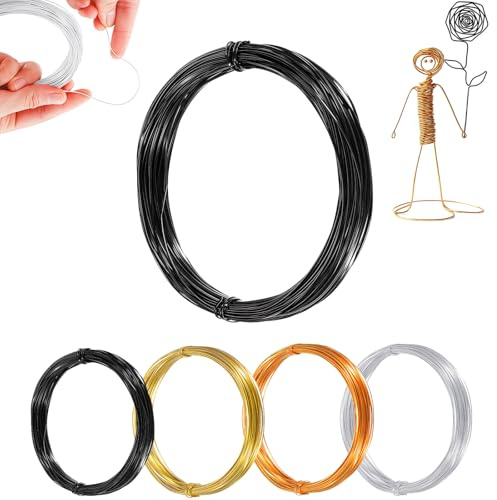 1mm Aluminium Craft Wire 50m, 18 Gauge Black Bendable Jewellery Wire for Beading, Wrapping, Floristry, Wreath Making and Christmas Crafts