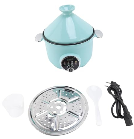 Qcwwy Olla a Presión Inteligente de 3,2 Litros de Capacidad, con Interior Antiadherente, Cesta de Acero Inoxidable, Cuencos para Aperitivos, Estilo Tajine (EU enchufe 220V)