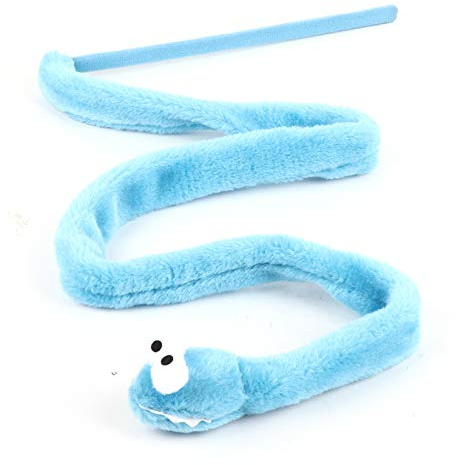 HOSEONFN Cat Toy Snake, für Katzen Kitten Teaser, interaktiver Spielstab, 3 Farbfedern, lustige Bewegung, langlebiges Haustierspielzeug (Blau)