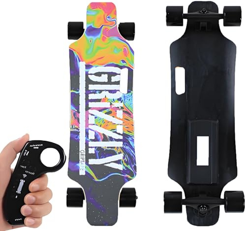 ErShangMao All-Terrain Electric Longboard Skateboard With Remote, 25km (15.6mph) W/4400mah Battery 8km (9.4 Mi) Range, Smooth Braking & 4-Speed Control - 90kg (200lb) Capacity Maple Deck TypeB