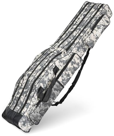 Foldable Fishing Rod Bag, 3 Layer Portable Fish Rod and Reel Bag Large Capacity Fishing Pole Bag for Outdoor (120cm/150cm Optional)