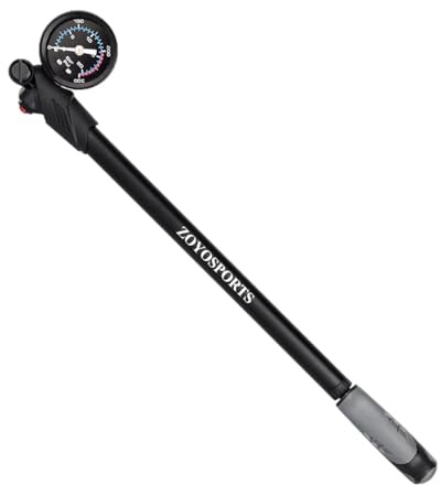 Bomba de aire de horquilla, alta presión, 300 PSI, de aluminio, boquilla sin pérdida de aire, bomba de horquilla con manómetro, digital y adaptador compatible con bicicletas de montaña RockShox