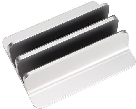 Xiuganpo Supporto per Laptop Regolabile in Lega di Alluminio con Doppi Slot per Organizer per Tablet Home Office Argento