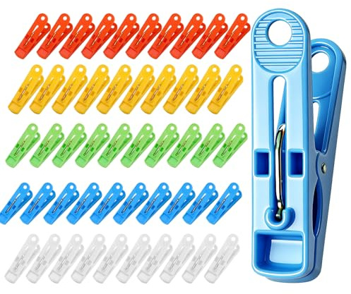 LEEPAT 50 Pack Clothes Pegs for Washing Line | Non Slip Heavy Duty Washing Pegs for Mark Free Secure Grip | Plastic Laundry Pegs Designed to Avoid Marks, UV Resistant for Indoor & Outdoor (5 Colors)