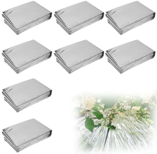 8 Sück Pflanze Reflektierende Film, 160cm*210cm Reflektierende Mylar-Folie, Gewächshaus Garten Abdeckfolie, Silber Zweiseitige Folienblätter für Garten Gewächshaus Pflanzenwachstum, Doppelseitig silbe