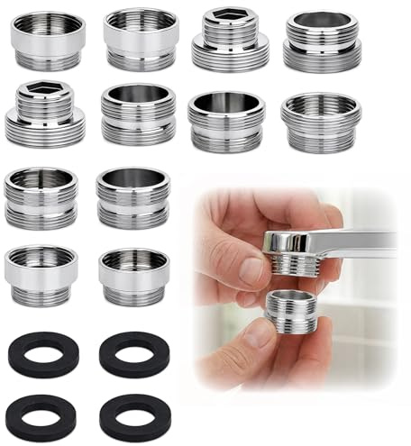 12 Pcs Faucet Adapter Kit, Kitchen Tap Adapte Universal Sink Tap Attachment Hose Adapte Attachment with Gasket Connector Garden Tap Kit for Kitchen Sink Connecting Garden Hose Sprayers Water Filters