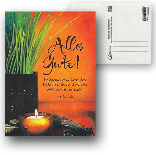 Cartolini Postkarte Karte Sprüche Zitate 15,5 x 11,5 cm Alles Gute Entspanne dich lass das