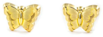Kinder Baby Schmetterling matt und glänzend Ohrringe Gelbgold 18K - Garantiezertifikat - Mondepetit - 1853