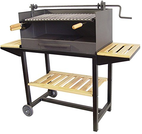 IMEX EL ZORRO 71542 Barbecue sur Chariot avec Plateau en Bois/Grille en INOX Noir 61 x 40 x 100 cm