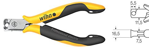 Wiha Vornschneider Professional ESD breiter Kopf mit kleiner Wate in Blister (27453) 115 mm für empfindliche elektronische Bauteile, Schutz von Komponenten durch elektrostatisch ableitendes Werkzeug, dissipativ, Werkzeug mit Oberflächenwiderstand