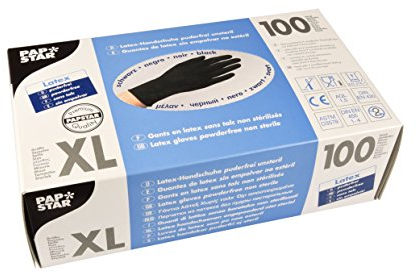 PAPSTAR Handschuhe, Latex, schwarz, XL (100er Pack)