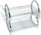 Buckingham Deluxe 2 Tier Chrome Plated Dish Cup Glasses Crockery Cutlery Utensil Drainer with Drip Removable Tray-56 cm, metal, Silver