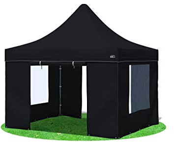 Stabilezelte Faltpavillon 3x3 Meter Prof. Plus+ mit Fensterseiten Schwarz
