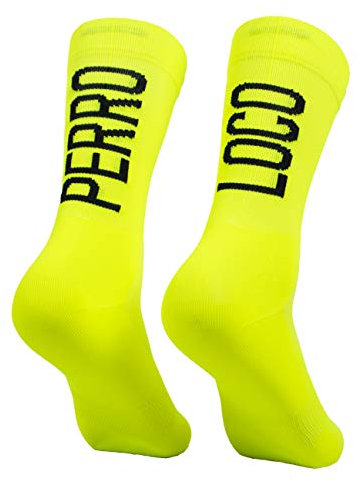 PERRO LOCO CLOTHES Ultradünne Kompressions-Radsocken, Sommer, atmungsaktiv, antibakteriell, Kompression. Ultraleichtflugzeug. (DE/NL/SE/PL, Numerisch, 40, 42, Regular, Regular, Gelb)