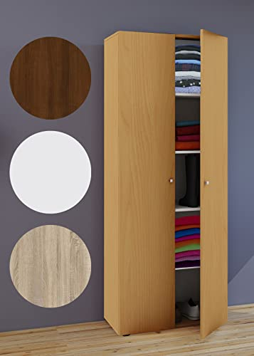 VCM Holz Kleiderschrank | 5 Fächer | Maße ca. B. 70 x H. 178 x T. 40 cm | 2 Drehtüren | erweiterbar | Schrank - Vandol Buche