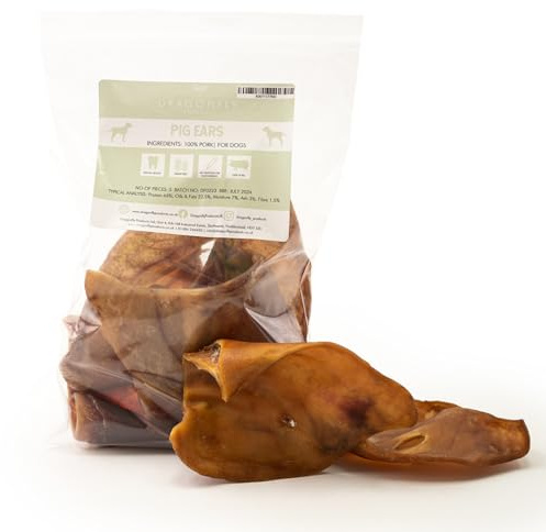 Dragonfly Products Pigs Ears for Dogs, Natural Air-Dried Long Lasting Chew | single ingredient, unsmoked, hypoallergenic, grain & gluten free, supports dental health, rawhide free, resealable pack