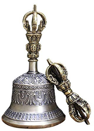 Feng Shui Tibetanisch Buddhistische Antik Kupfer Glocke Dorje Vajra Handarbeit für buddhistische Rituale W3920