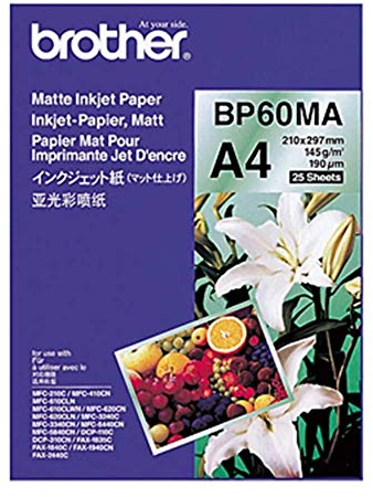 Brother BP60MA Inkjet Papier, A4, matt, 297 mm (B) x 210 mm (L), 25 Blatt
