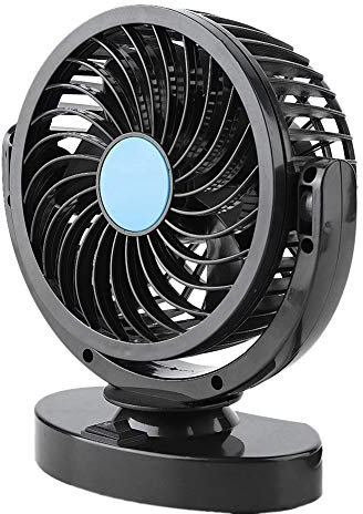 Auto Ventilatore, 12V Ventilatore per auto, Ventilatore portatile Ventilatore silenzioso Mini Ventola per Viaggio Ventola auto elettrico con forte a 360 gradi rotazione, Nero