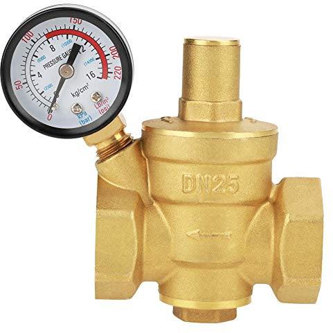 Druckminderer Wasser 1 Zoll, Druckminderer Wasser Keenso DN25 1 Zoll Messing Druckminderer Wasser 1 Zoll Einstellbare Wassersteuerung Druckregelventil Gewinde mit Manometer Meter