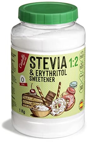 Stevia + Erythrit 1:2 Süßstoff | 1g = 2g Zucker | 100% Natürlicher Zuckerersatz - 0 Kalorien - 0 Glykämischer Index - Keto und Paleo - 0 Netto-Kohlenhydrate - Kein GVO - Castello since 1907-1 kg