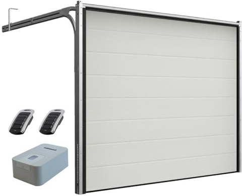 DoorHan - Puerta de Garaje | Seccional | Motorizada y emisor manual, para el Autoensamblaje, Tamaño y Color para elegir (RAL 9010 (Blanco), Ancho 2375 mm x Alto 2280 mm)