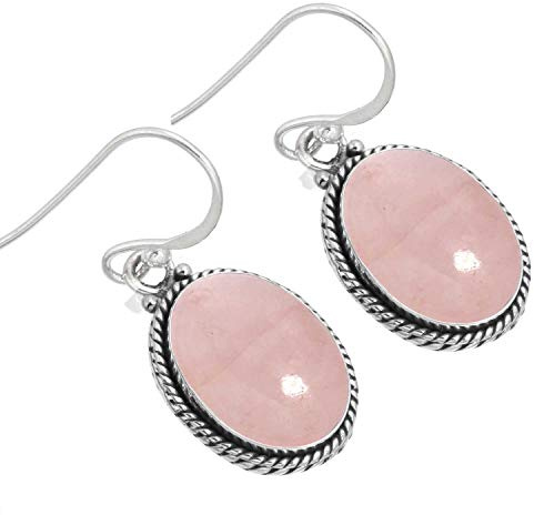 Boho Handgefertigter Schmuck Natürlicher Edelstein Mondstein, Achat, Perle, Onyx Oval Echt 925 Sterling Silber Tropfen Ohrhänger für Frauen