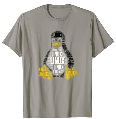 Linux Mascot Logo Tux the Penguin Word Art Nerd Geek Gift T-Shirt