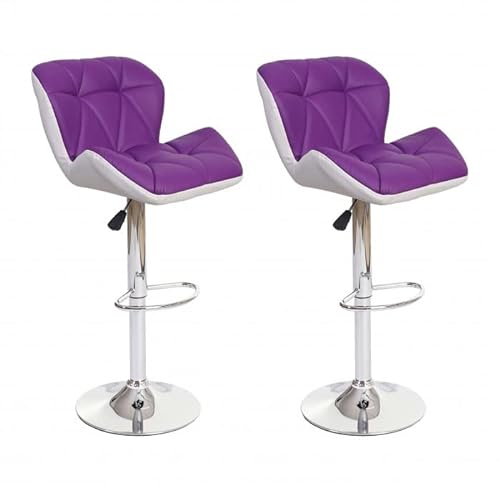 Mendler 2er-Set Barhocker HWC-A92, Barstuhl Tresenhocker, höhenverstellbar Kunstleder - lila