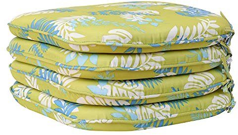 RACE LEAF Gartenstuhlkissen, Stuhlkissen, Sitzpolster für Esszimmerstühle, Abdeckung für drinnen und draußen, für Ihr Wohnzimmer, Terrasse, Auto und mehr (rund, 4 Stück, grün)