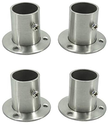 Edelstahl Kleiderstange Rundrohr Spurstangenkopf Halterung für Kleiderschrank, 4er Set, 52mm x 52mm x 40mm, Rostfreie Verstellbare Flanche für 25mm