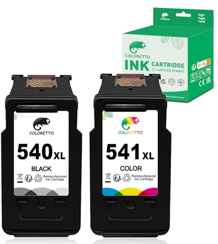 COLORETTO 540 XL 541 XL Druckerpatrone für Canon PG 540XL CL 541XL für Pixma TS5150 MG3150 MG3500 MG3600 MG3650 MX475 MX375 MX535 Wiederaufbereitet Patrone (1 Schwarz 1 Farbe)