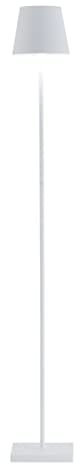 Zafferano, Poldina Lampe L, Kabellose, Wiederaufladbare Stehlampe mit Touch Control, Geeignet für Wohnzimmer und Außenbereich, Dimmer, 2200-3000 K, Höhenverstellbar 52-122 cm, Farbe Weiß