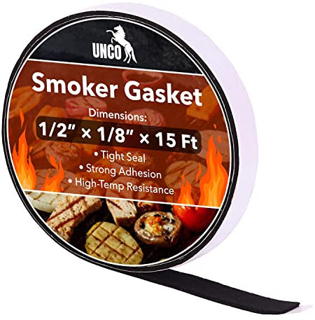 UNCO- Grill Gasket, 15 ft, 3/5x 1/8, Smoker Gasket Sealer High Temp, Smoker Seal Gasket, Smoker Gasket, High Temp Gasket Material, High Heat Gasket for Smokers, Smoker Door Gasket