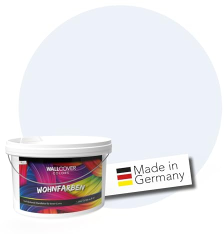 WALLCOVER hochwertige Wandfarbe für Innen | Weiß, Schwanenweiß | 1L für 8m² | Hochdeckende Innenfarbe Matt (Klasse 1) | Profi Qualität aus Deutschland