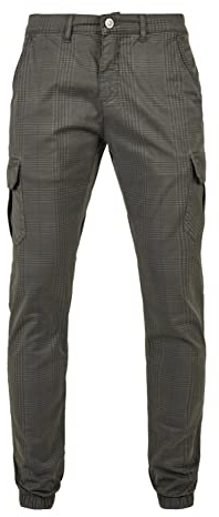 Urban Classics Herren AOP Glencheck Cargo Jog Pants Darkgrey, L