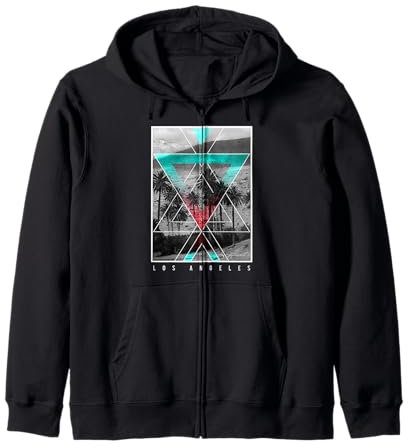 Trendy Los Angeles Geometric Palm Tree Poster Felpa con Cappuccio