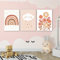 EXQULEG 3er Set Poster Kinderzimmer Regenbogen Wolken Blumen Bilder Ohne Rahmen,Bilder Babyzimmer DIN A4 Boho Deko Junge Mädchen (A)