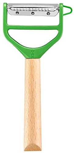 Opinel T-Duo Wooden Peeler in Green for Peeling Vegetables and Preparing Juliennes 254620