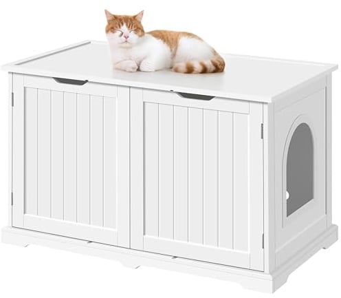 Yaheetech Mobiletto Lettiera per Gatti Cuccia Casetta per Gatti Domestici con 2 Ante 95 x 53, 5 x 57, 5 cm Grande Nido per Cuccioli con Apertura Laterale Armadietto Multiuso in Legno