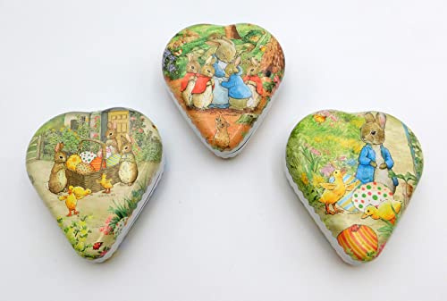 Nestler 3er Set Geschenkherzen zum Befüllen Ostern Motiv - Beatrix Potter - Handgemachte Herzen aus Pappe - EIN liebevolles Ostergeschenk Osterei Verpackung