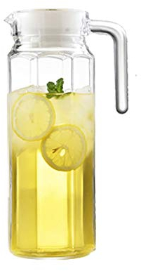EVSER Iced Tea Jug Jarrafa de Cristal Engrosada con Mango Anti-escaldado Jarra de Vidrio Transparente for Jugo de Limonada Vino Leche café Caliente/Agua fría Juice Pitcher