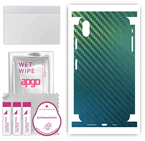 apgo Rückseite + Seiten Schutzfolie, Skin, kompatibel mit Apple iPhone XS Max, Hinten Displayschutzfolie aus Vinylfolie, kratzfest, einfache Montage - Kohlenstoff-Chamäleon CAKA1